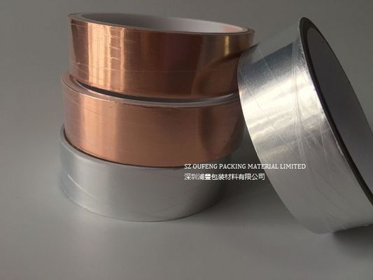kaufen Antistatische gestempelschnittene Klebstreifen-leitfähige kupferne Folie/klebendes Isolierungsband des Aluminiumfolie-Schutzträgers on-line-Fertigung