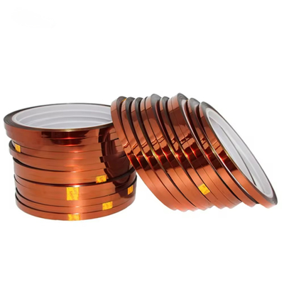 19N/25mm Zugfestigkeit Kapton Polyimidband 0,05mm Silikonklebstoff Bernsteinfarbe